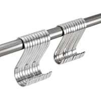 MONFISH Ganchos en forma de S de acero inoxidable. Paquete de 20 ganchos para colgar en la cocina y en el baño